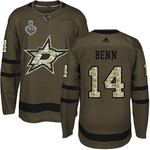 Men Adidas Dallas Stars #14 Jamie Benn Green Salute to Service 2020 Stanley Cup Final Stitched NHL Jersey->dallas stars->NHL Jersey
